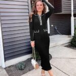 Fall Winter Sweater Dress 2024 Formal Business Long Sleeve Button Ribbed Trendy Knit Bodycon Midi Dresses 14