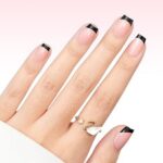French Tip Press on Nails Flesh Colored Long Coffin 4 in 1 File Fake Nails for Salon DIY 02