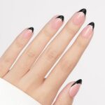 French Tip Press on Nails Flesh Colored Long Coffin 4 in 1 File Fake Nails for Salon DIY 06