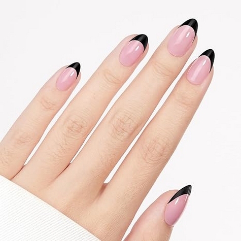 French Tip Press on Nails Flesh Colored Long Coffin 4 in 1 File Fake Nails for Salon DIY 08