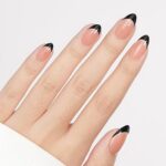 French Tip Press on Nails Flesh Colored Long Coffin 4 in 1 File Fake Nails for Salon DIY 09