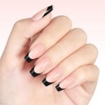 French Tip Press on Nails Flesh Colored Long Coffin 4 in 1 File Fake Nails for Salon DIY 11
