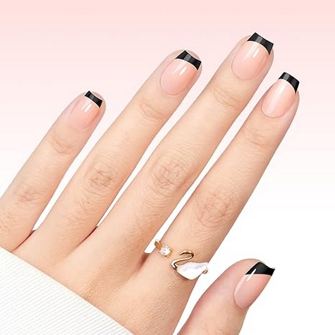 French Tip Press on Nails Flesh Colored Long Coffin 4 in 1 File Fake Nails for Salon DIY 16