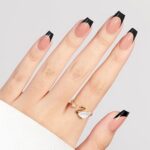 French Tip Press on Nails Flesh Colored Long Coffin 4 in 1 File Fake Nails for Salon DIY 18