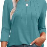 Length Sleeve Women Tops Round Neck Casual Tunic Tops 2024 01