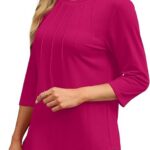 Length Sleeve Women Tops Round Neck Casual Tunic Tops 2024 03