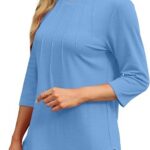 Length Sleeve Women Tops Round Neck Casual Tunic Tops 2024 04