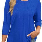 Length Sleeve Women Tops Round Neck Casual Tunic Tops 2024 09
