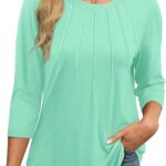 Length Sleeve Women Tops Round Neck Casual Tunic Tops 2024 14
