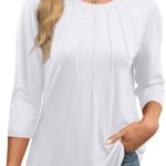 Length Sleeve Women Tops Round Neck Casual Tunic Tops 2024 15