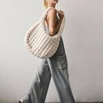 Lightweight Quilted Carryall GYM Tote Bag Puffer Crossbody Bag Soft Puffy Boho Handbags Big Capacity Purse 05