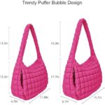 Lightweight Quilted Carryall GYM Tote Bag Puffer Crossbody Bag Soft Puffy Boho Handbags Big Capacity Purse 12