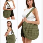 Lightweight Quilted Carryall GYM Tote Bag Puffer Crossbody Bag Soft Puffy Boho Handbags Big Capacity Purse 21