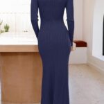 Long Sleeve Bodycon Sweater Dress Fall Crew Neck Ribbed Knit Maxi Dresses for Women 11
