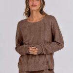 Lounge Pajamas Sets Casual Ribbed Knit Long Sleeve Top Pants Matching Set 2024 Fall Outfits Clothes 21