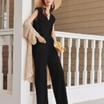 Lounge for Women Outfits Knit Cap Sleeve PJ Tops Long Pajama Pants Casual Sweater Ideas 09