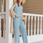 Lounge for Women Outfits Knit Cap Sleeve PJ Tops Long Pajama Pants Casual Sweater Ideas 13