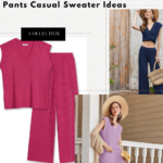 Lounge for Women Outfits Knit Cap Sleeve PJ Tops Long Pajama Pants Casual Sweater Ideas