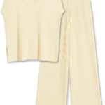 Lounge for Women Outfits Knit Cap Sleeve PJ Tops Long Pajama Pants Casual Sweater Ideas 20