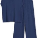 Lounge for Women Outfits Knit Cap Sleeve PJ Tops Long Pajama Pants Casual Sweater Ideas 21