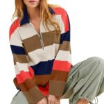 Oversized Womens Sweaters Fall 2024 Half Zipper Turtleneck Sweater Long Sleeve 10