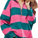 Oversized Womens Sweaters Fall 2024 Half Zipper Turtleneck Sweater Long Sleeve 12