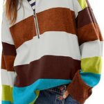 Oversized Womens Sweaters Fall 2024 Half Zipper Turtleneck Sweater Long Sleeve 13