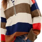 Oversized Womens Sweaters Fall 2024 Half Zipper Turtleneck Sweater Long Sleeve 17