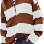 Oversized Womens Sweaters Fall 2024 Half Zipper Turtleneck Sweater Long Sleeve 23