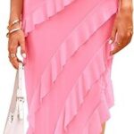 Summer Long Formal Cocktail Dress Strapless Tube Asymmetrical Ruffle Maxi Bodycon Dresses 02