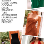 Summer Long Formal Cocktail Dress Strapless Tube Asymmetrical Ruffle Maxi Bodycon Dresses