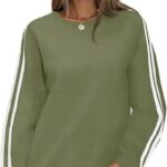 Sweatshirts Lightweight Long Sleeve Shirts Pullover Striped Tops Crewneck Fall Outfits Ideas 08