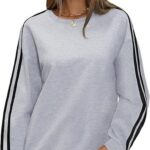 Sweatshirts Lightweight Long Sleeve Shirts Pullover Striped Tops Crewneck Fall Outfits Ideas 09