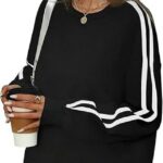 Sweatshirts Lightweight Long Sleeve Shirts Pullover Striped Tops Crewneck Fall Outfits Ideas 12