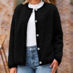 Women Faux Fur Shearling Coat Fuzzy Fleece Button Up Trendy Fall Winter Cropped Jackets Outerwear 01