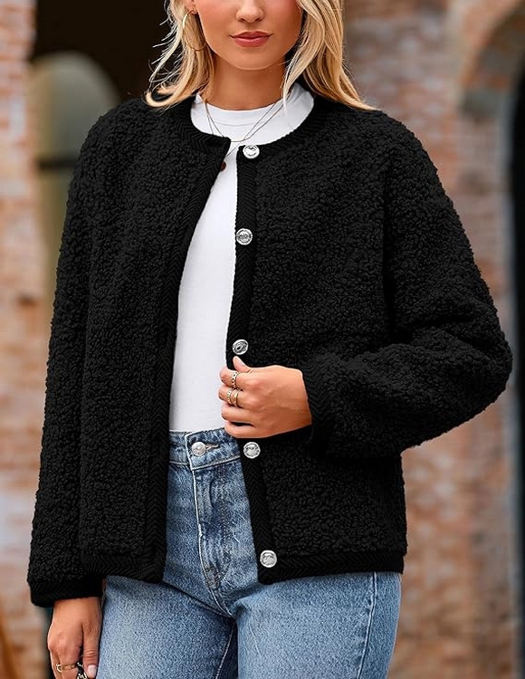 Women Faux Fur Shearling Coat Fuzzy Fleece Button Up Trendy Fall Winter Cropped Jackets Outerwear 02