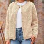Women Faux Fur Shearling Coat Fuzzy Fleece Button Up Trendy Fall Winter Cropped Jackets Outerwear 04