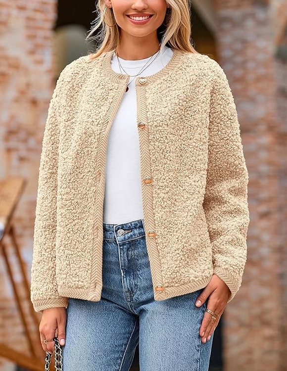 Women Faux Fur Shearling Coat Fuzzy Fleece Button Up Trendy Fall Winter Cropped Jackets Outerwear 04