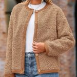 Women Faux Fur Shearling Coat Fuzzy Fleece Button Up Trendy Fall Winter Cropped Jackets Outerwear 08