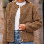 Women Faux Fur Shearling Coat Fuzzy Fleece Button Up Trendy Fall Winter Cropped Jackets Outerwear 09