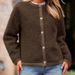 Women Faux Fur Shearling Coat Fuzzy Fleece Button Up Trendy Fall Winter Cropped Jackets Outerwear 10