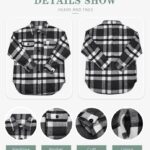 Women Flannel Plaid Shacket Long Sleeve Button Down Shirts Jacket Coats with Side Pockets 06