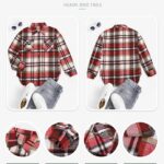 Women Flannel Plaid Shacket Long Sleeve Button Down Shirts Jacket Coats with Side Pockets 07