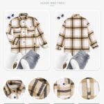 Women Flannel Plaid Shacket Long Sleeve Button Down Shirts Jacket Coats with Side Pockets 08
