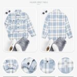 Women Flannel Plaid Shacket Long Sleeve Button Down Shirts Jacket Coats with Side Pockets 10