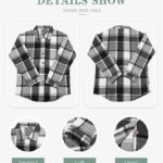 Women Flannel Plaid Shacket Long Sleeve Button Down Shirts Jacket Coats with Side Pockets 17