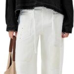 Womens Denim Tops Pullover Trendy Casual V Neck Loose Fit Puff Sleeve Jean Cotton Shirts 07