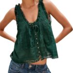 2025 Boho Dream_ The Y2K Lace Tie Front Crop Top for Vacations 14