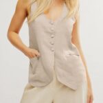 Chic Summer Linen Vest_ Scoop Neck Fitted Style for Work or Casual 01
