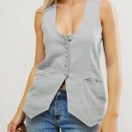 Chic Summer Linen Vest_ Scoop Neck Fitted Style for Work or Casual 04